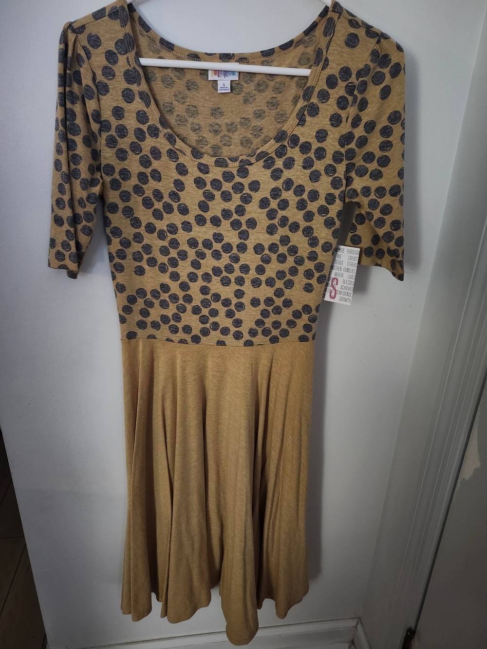 LuLaRoe Mustard Yellow with Black Polka Dot Maxi Dress
